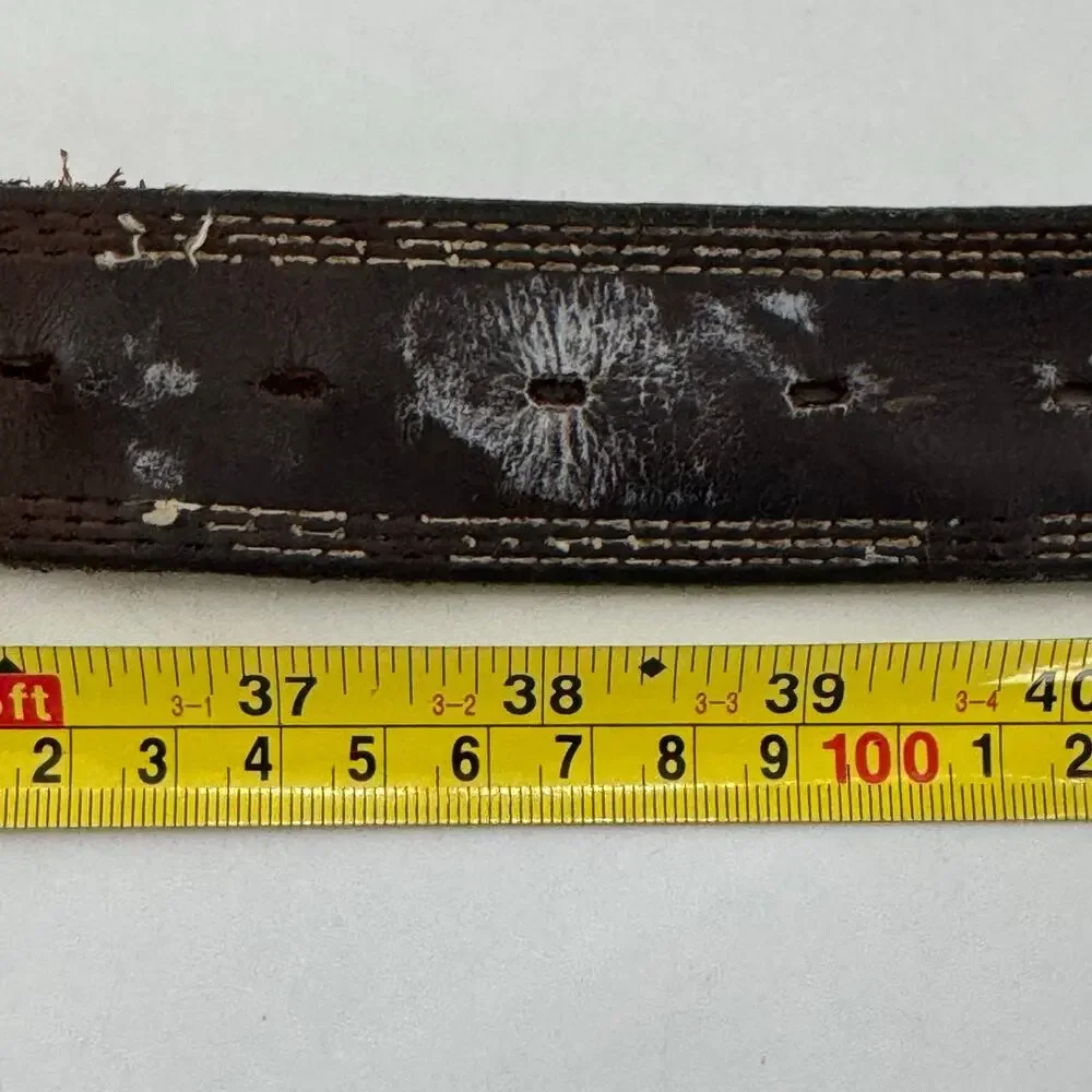 Vintage Duluth Trading Company Genuine Leather Belt Brown USA Brass (READ) Sz 38